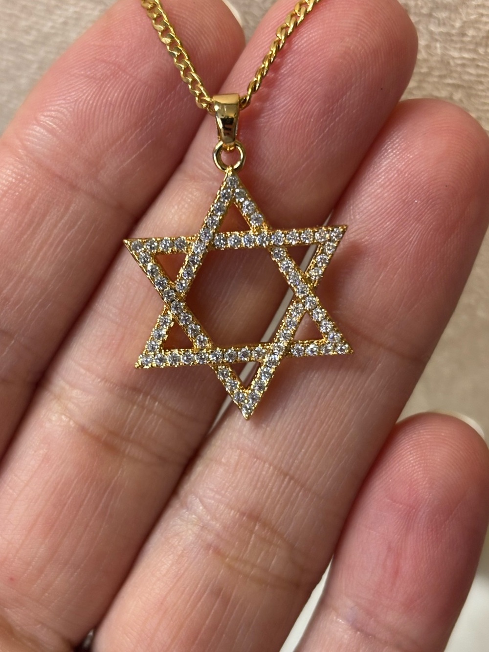 AAA CZ Star of David Pendant 18k Yellow Gold Filled